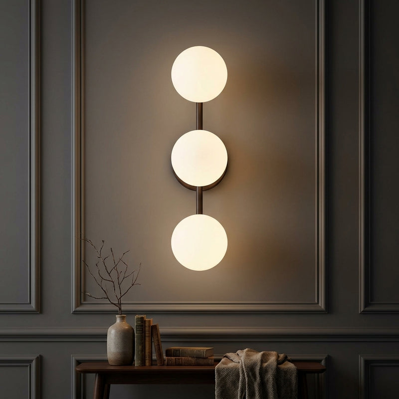 Nash 23 in. 3-Light Mid-Century Modern Metal and Frosted Glass Globe LED Vanity Light Oil Rubbed Bronze – AI-ON