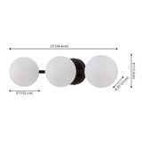 Nash 23 in. 3-Light Mid-Century Modern Metal and Frosted Glass Globe LED Vanity Light