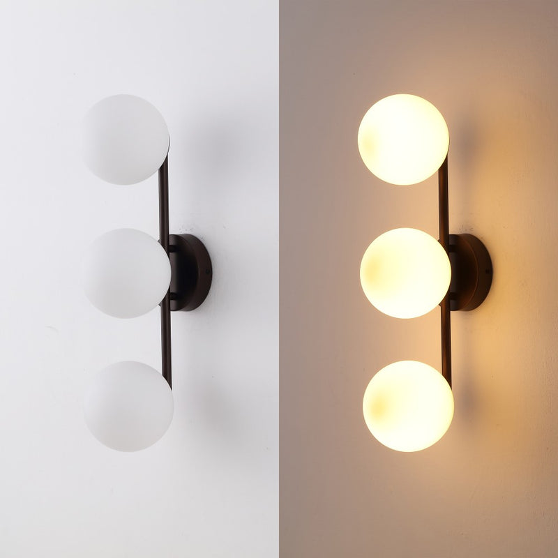 Nash 23 in. 3-Light Mid-Century Modern Metal and Frosted Glass Globe LED Vanity Light