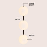 Nash 23 in. 3-Light Mid-Century Modern Metal and Frosted Glass Globe LED Vanity Light