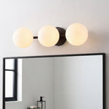 Nash 23 in. 3-Light Mid-Century Modern Metal and Frosted Glass Globe LED Vanity Light