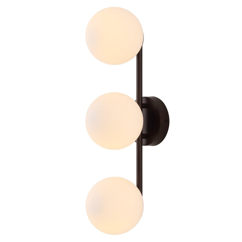 Nash 23 in. 3-Light Mid-Century Modern Metal and Frosted Glass Globe LED Vanity Light