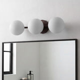 Nash 23 in. 3-Light Mid-Century Modern Metal and Frosted Glass Globe LED Vanity Light