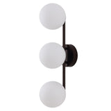 Nash 23 in. 3-Light Mid-Century Modern Metal and Frosted Glass Globe LED Vanity Light