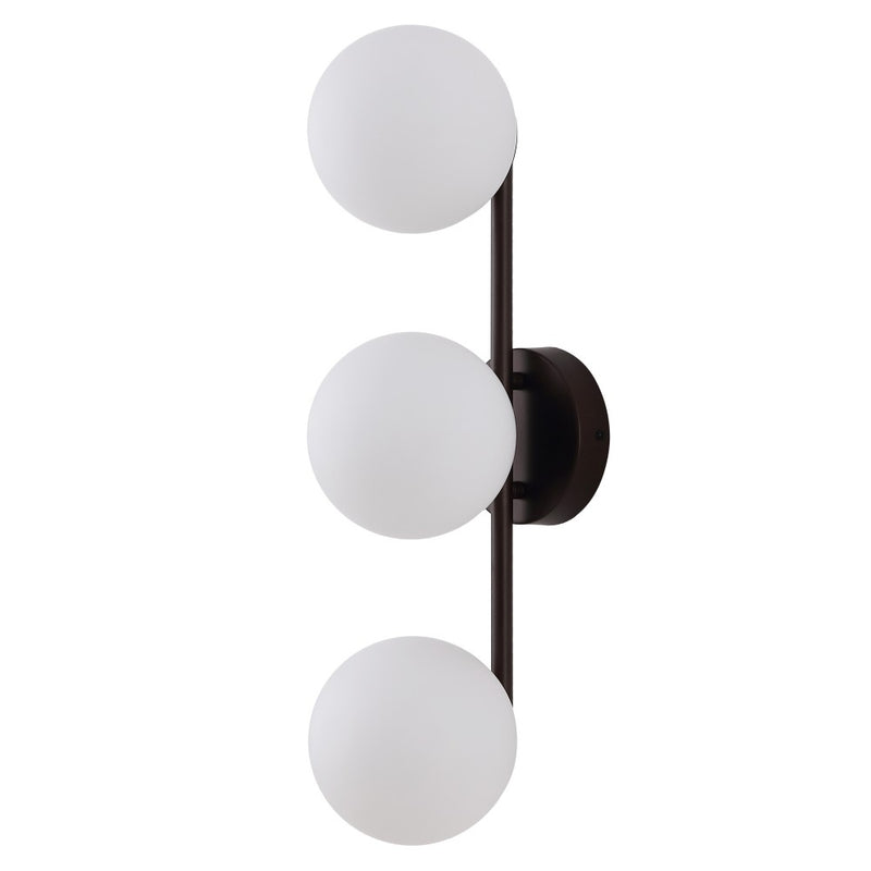Nash 23 in. 3-Light Mid-Century Modern Metal and Frosted Glass Globe LED Vanity Light
