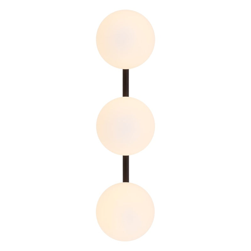 Nash 23 in. 3-Light Mid-Century Modern Metal and Frosted Glass Globe LED Vanity Light