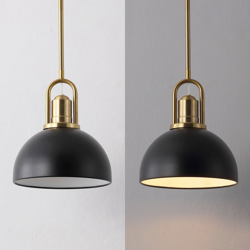 Zane 9.5 in. 1-Light Modern Farmhouse Industrial Metal Dome LED Pendant