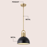 Zane 9.5 in. 1-Light Modern Farmhouse Industrial Metal Dome LED Pendant