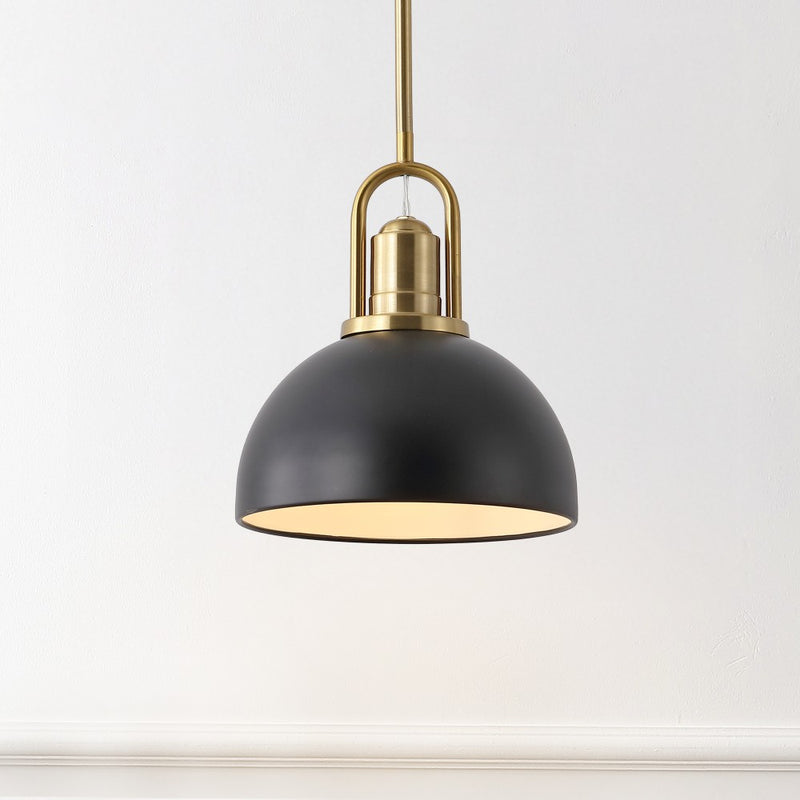 Zane 9.5 in. 1-Light Modern Farmhouse Industrial Metal Dome LED Pendant