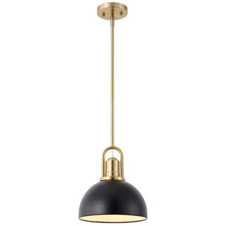 Zane 9.5 in. 1-Light Modern Farmhouse Industrial Metal Dome LED Pendant