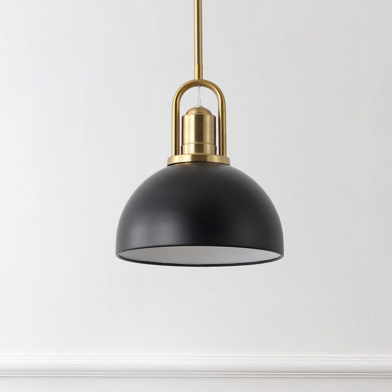 Zane 9.5 in. 1-Light Modern Farmhouse Industrial Metal Dome LED Pendant