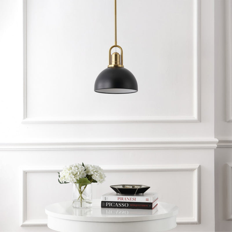 Zane 9.5 in. 1-Light Modern Farmhouse Industrial Metal Dome LED Pendant
