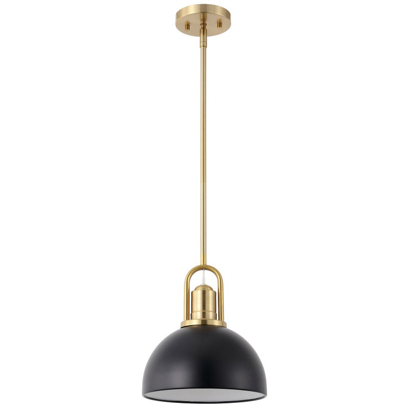 Zane 9.5 in. 1-Light Modern Farmhouse Industrial Metal Dome LED Pendant