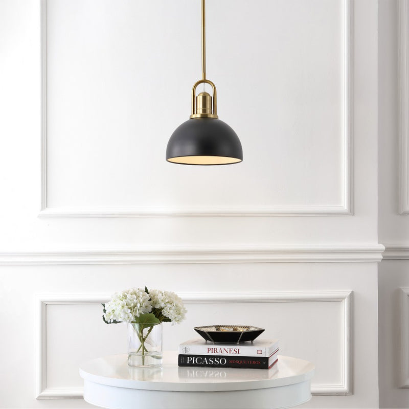 Zane 9.5 in. 1-Light Modern Farmhouse Industrial Metal Dome LED Pendant