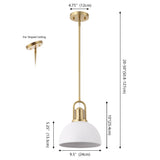Zane 9.5 in. 1-Light Modern Farmhouse Industrial Metal Dome LED Pendant