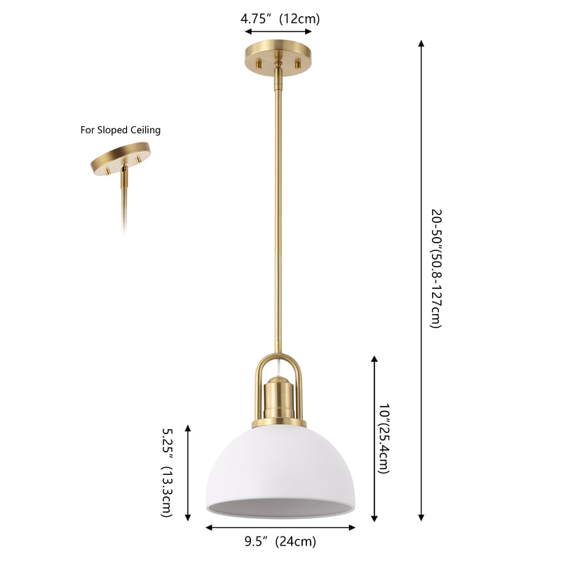 Zane 9.5 in. 1-Light Modern Farmhouse Industrial Metal Dome LED Pendant
