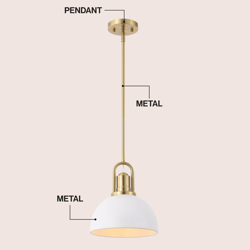 Zane 9.5 in. 1-Light Modern Farmhouse Industrial Metal Dome LED Pendant