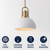 Zane 9.5 in. 1-Light Modern Farmhouse Industrial Metal Dome LED Pendant