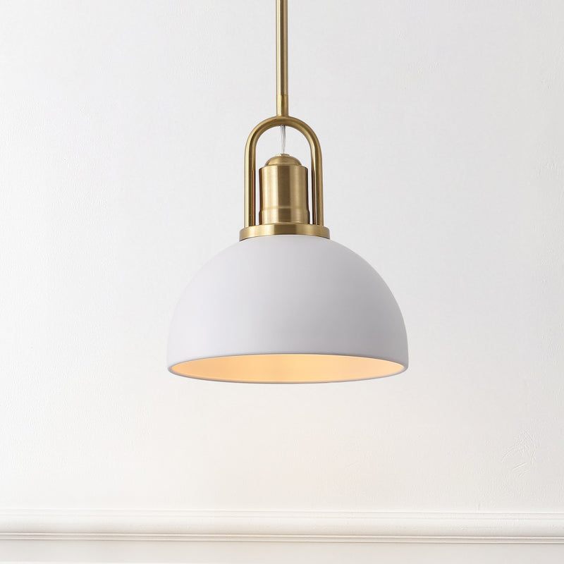 Zane 9.5 in. 1-Light Modern Farmhouse Industrial Metal Dome LED Pendant