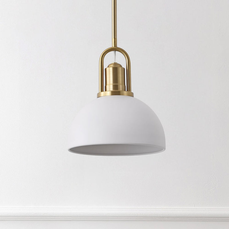 Zane 9.5 in. 1-Light Modern Farmhouse Industrial Metal Dome LED Pendant