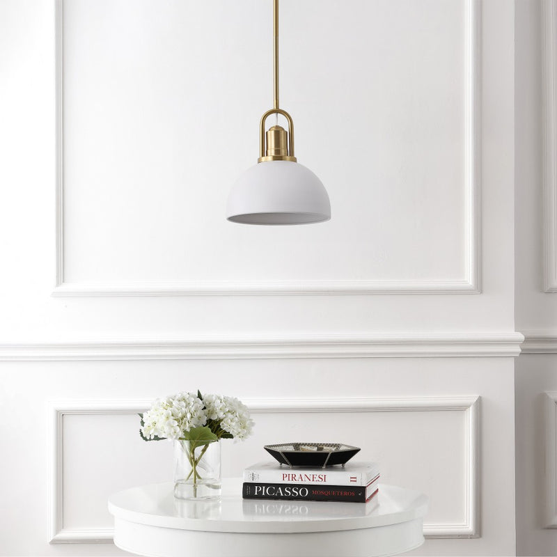 Zane 9.5 in. 1-Light Modern Farmhouse Industrial Metal Dome LED Pendant