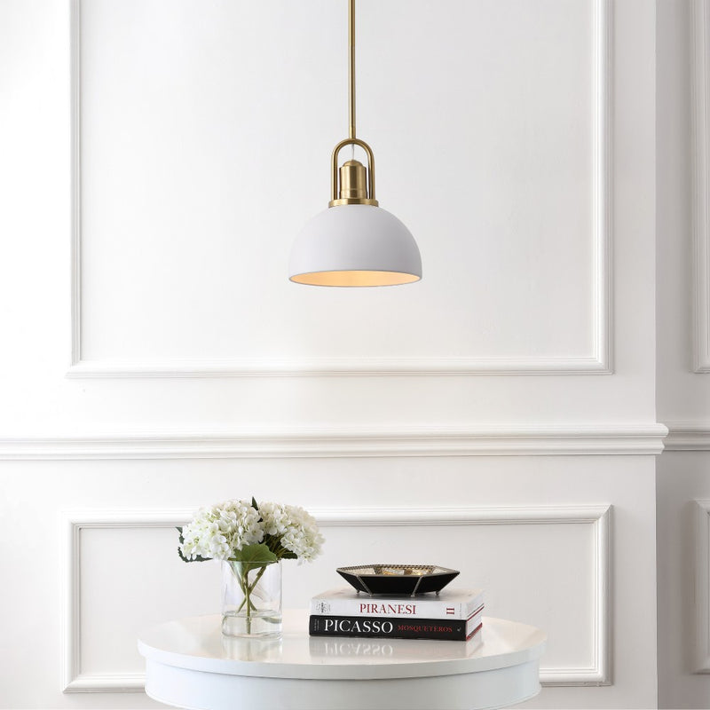 Zane 9.5 in. 1-Light Modern Farmhouse Industrial Metal Dome LED Pendant