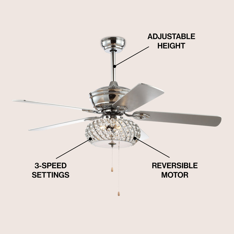 Crista 52" Metal/Wood LED Ceiling Fan