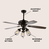 Lucas 52" Caged Metal/Wood LED Ceiling Fan