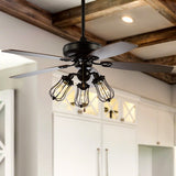 Lucas 52" Caged Metal/Wood LED Ceiling Fan - JONATHAN Y