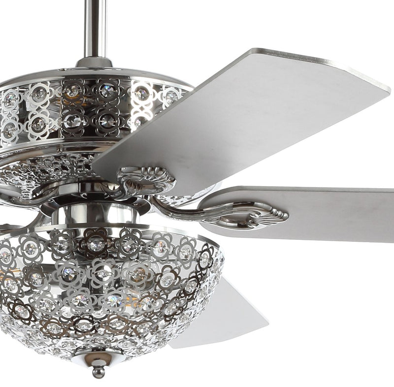 Zara 52" Filigree Metal/Wood LED Ceiling Fan - JONATHAN Y