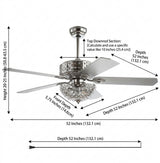 Zara 52" Filigree Metal/Wood LED Ceiling Fan Chrome / 6 Sockets – DIM