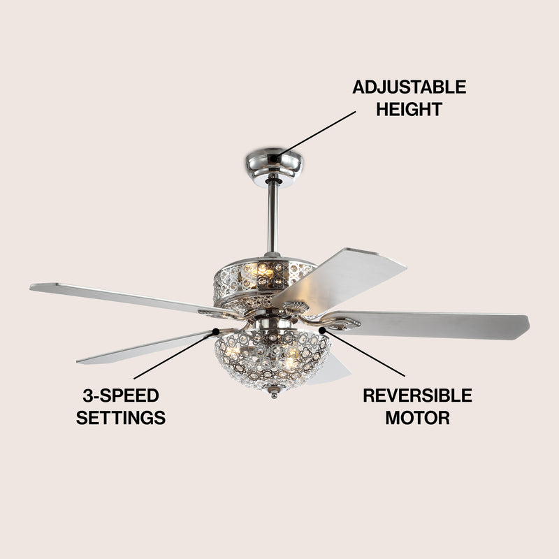 Zara 52" Filigree Metal/Wood LED Ceiling Fan