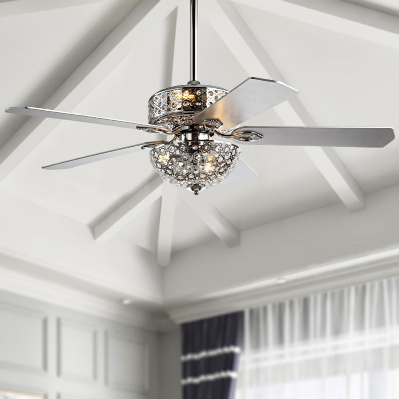 Zara 52" Filigree Metal/Wood LED Ceiling Fan - JONATHAN Y