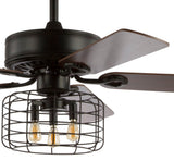 Asher 52" Industrial Metal/Wood LED Ceiling Fan With Remote - JONATHAN Y