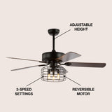 Asher 52" Industrial Metal/Wood LED Ceiling Fan With Remote