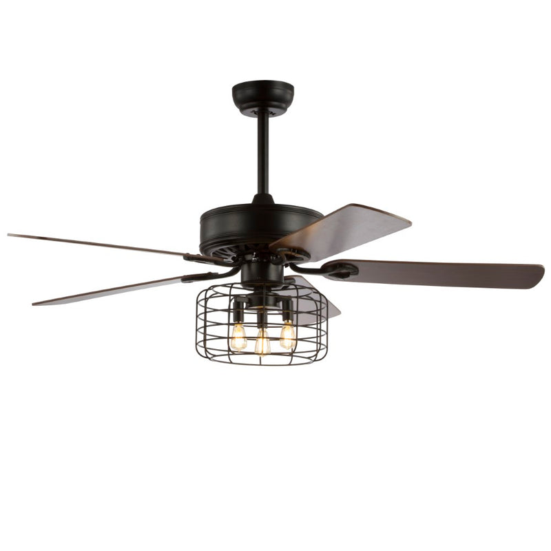 Asher 52" Industrial Metal/Wood LED Ceiling Fan With Remote - JONATHAN Y