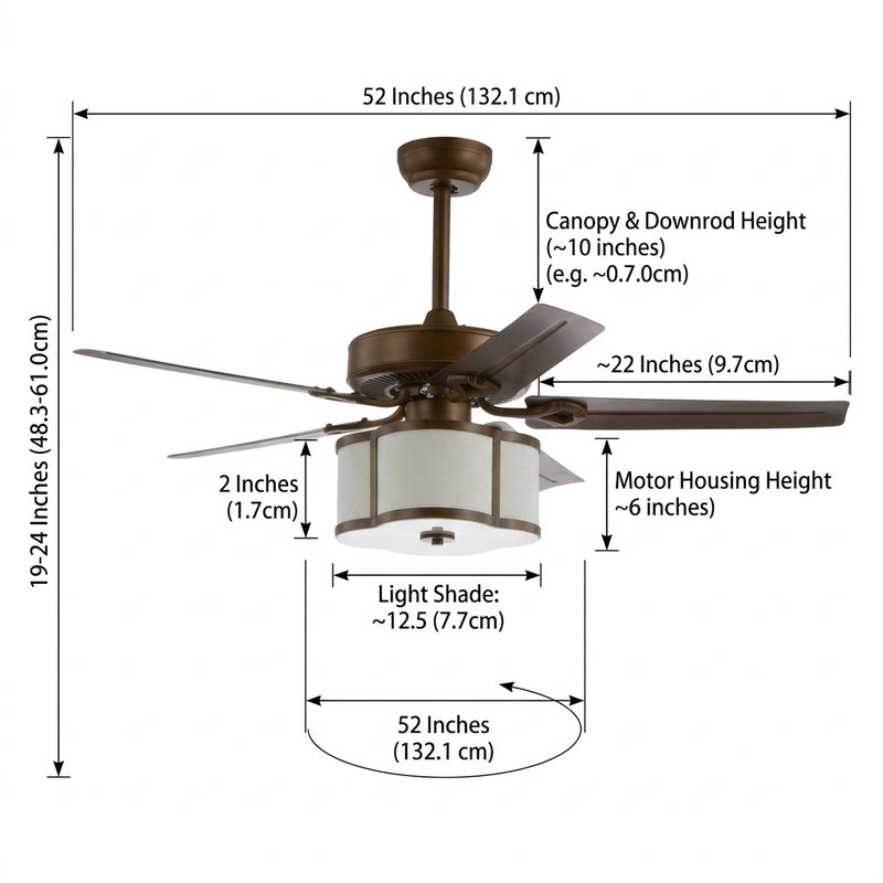 Edith 52" Metal/Wood LED Ceiling Fan With Remote Satin Bronze / 3 Sockets – DIM