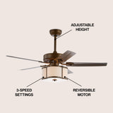 Edith 52" Metal/Wood LED Ceiling Fan With Remote