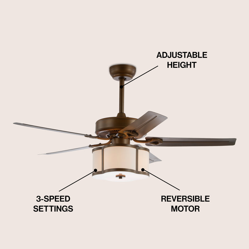 Edith 52" Metal/Wood LED Ceiling Fan With Remote