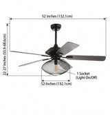 Clift 52" Mid-century LED Ceiling Fan With Remote Oil Rubbed Bronze / 1 Socket – DIM