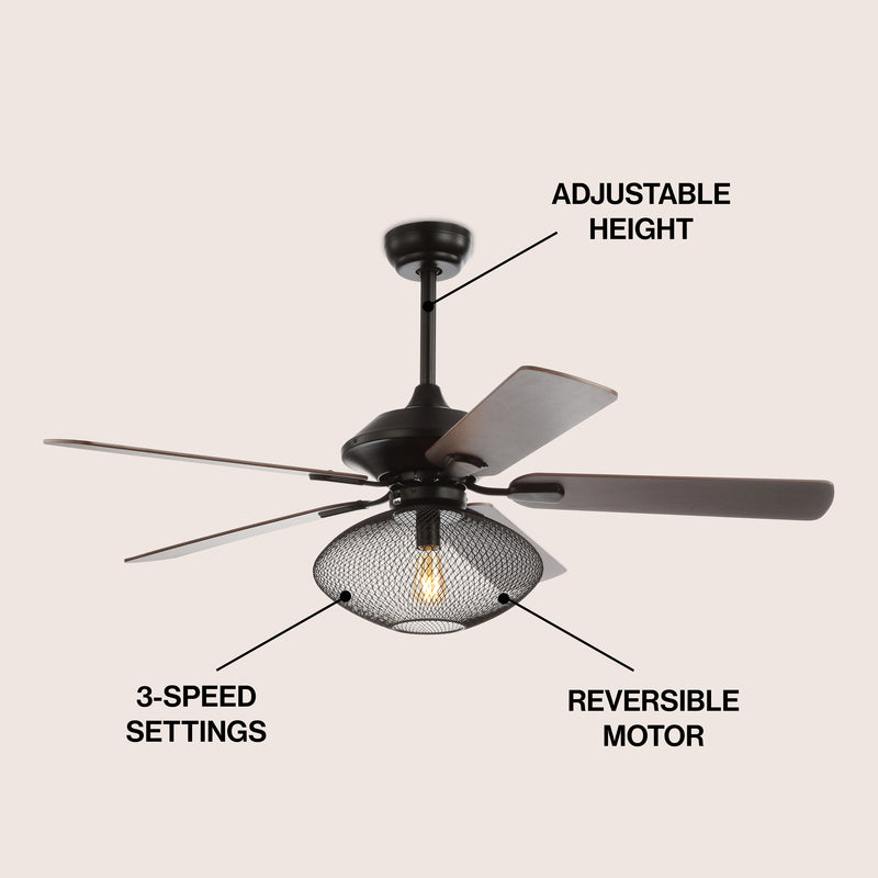Clift 52" Mid-century LED Ceiling Fan With Remote