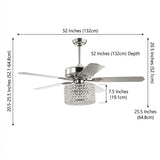 Brandy 52" Crystal Prism Drum LED Ceiling Fan With Remote Chrome / 3 Sockets – DIM