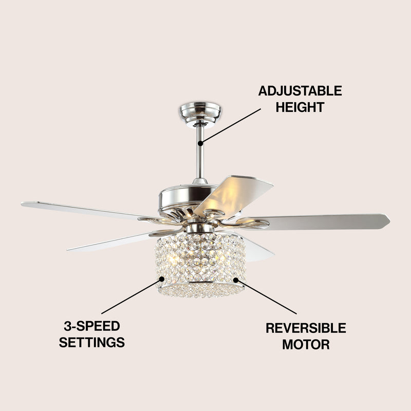 Brandy 52" Crystal Prism Drum LED Ceiling Fan With Remote