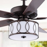 Circe 52" Transitional Glam Drum Shade LED Ceiling Fan With Remote - JONATHAN Y