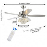 Kate 48" Glam Crystal Drum LED Ceiling Fan With Remote Chrome / 3 Sockets – DIM