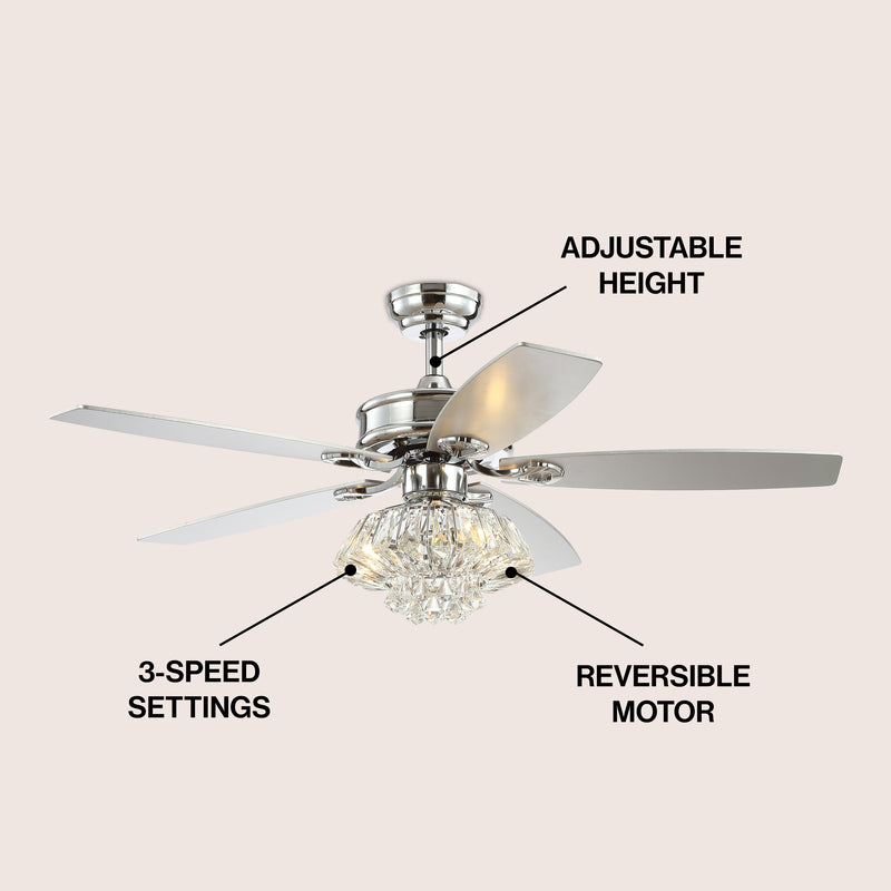 Kate 48" Glam Crystal Drum LED Ceiling Fan With Remote