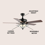 Moravia 52" Farmhouse Rustic Iron Star Shade LED Ceiling Fan With Remote