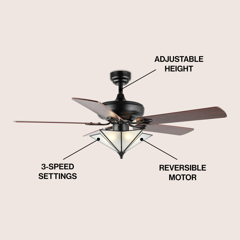 Moravia 52" Farmhouse Rustic Iron Star Shade LED Ceiling Fan With Remote