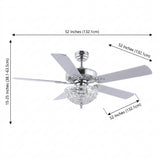 Mandy 52" Glam Classic Crystal Dome Shade LED Ceiling Fan With Remote Chrome / 3 Sockets – DIM