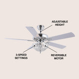 Mandy 52" Glam Classic Crystal Dome Shade LED Ceiling Fan With Remote